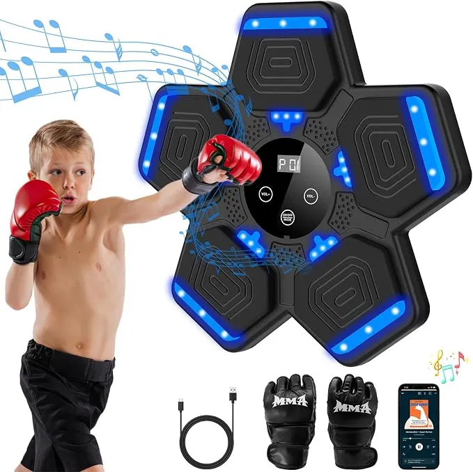 מכונת איגרוף מוזיקלית לקיר עם כפפות וחיבור Bluetooth