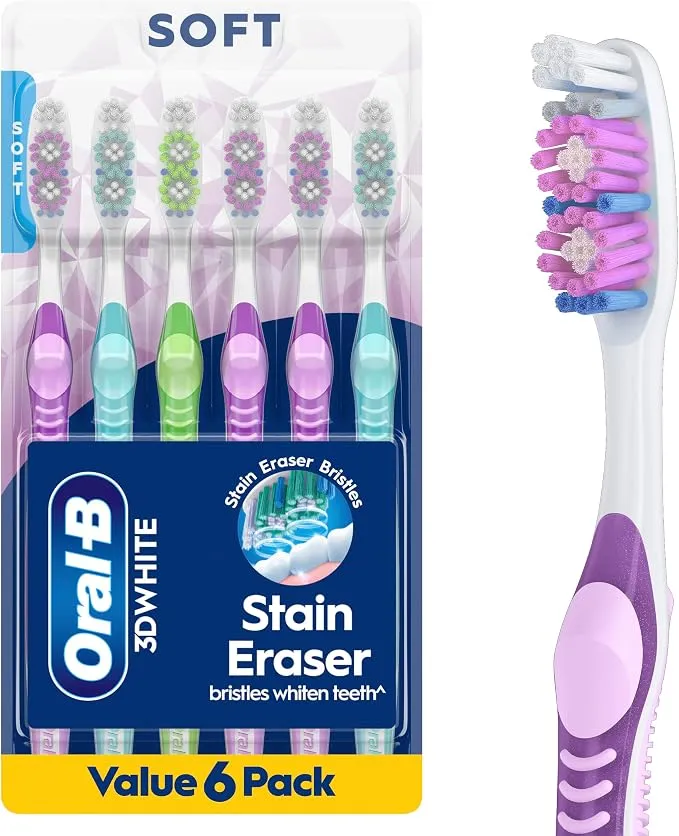 מארז 6 מברשות Oral-B 3DWhite להסרת כתמים והלבנת שיניים