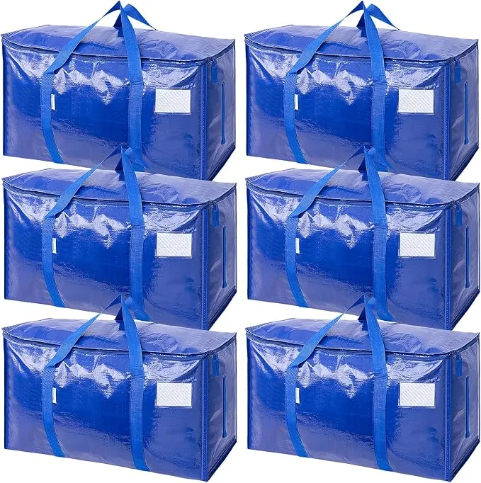 מארז 6 שקי אחסון והובלה ענקיים עם רוכסן וידיות, 90 ליטר