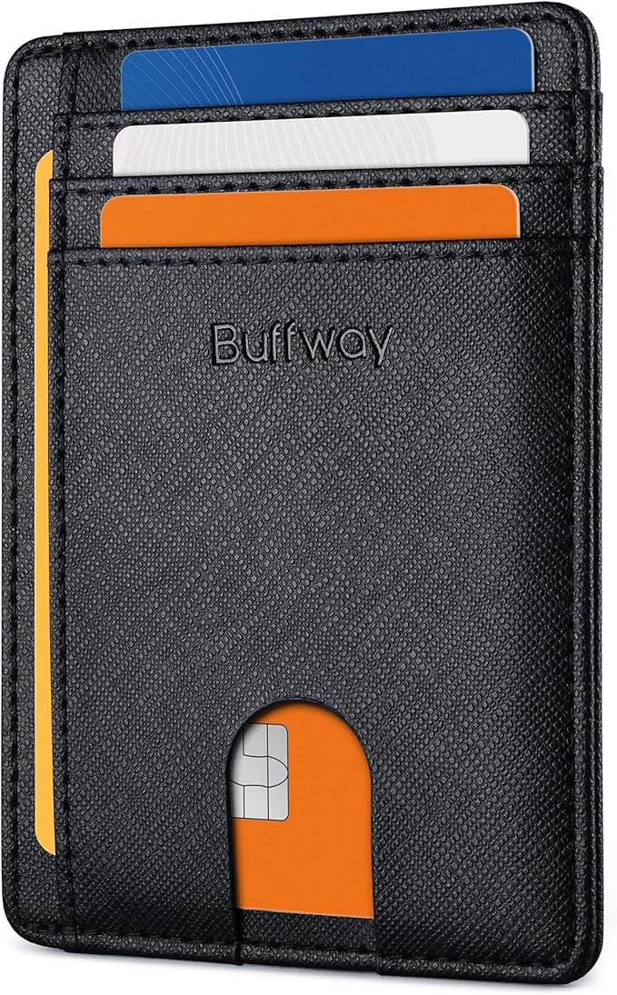 ארנק כרטיסים דק לכיס קדמי עם חסימת RFID – 8 תאים, עור סינטטי, שחור (מספר 1 בנמכרים בארנקי גברים באמזון)