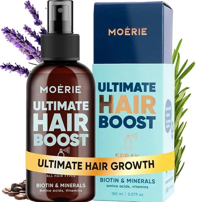 Moerie ספריי סרום לשיער דליל עם ביוטין ורוזמרין – טיפוח הקרקפת לגברים ולנשים, 150 מ"ל