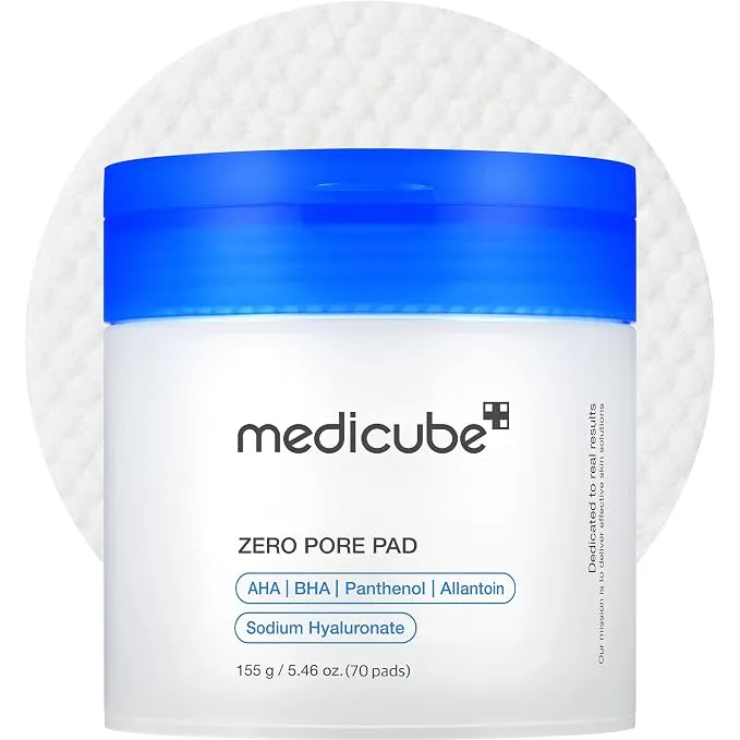 פדי טונר medicube Zero Pore Pad 2.0 לפילינג עדין וניקוי נקבוביות, 70 יחידות