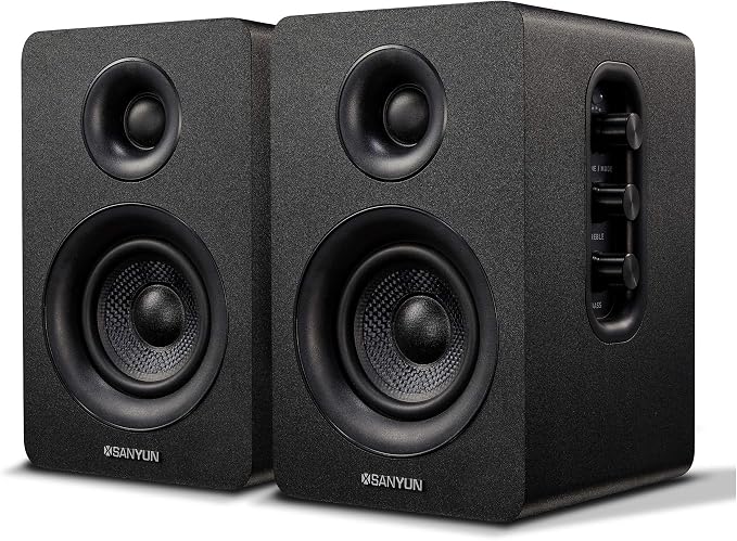 Sanyun SW208: רמקולי מדף אקטיביים עם בלוטות' 5.0 וכרטיס קול מובנה