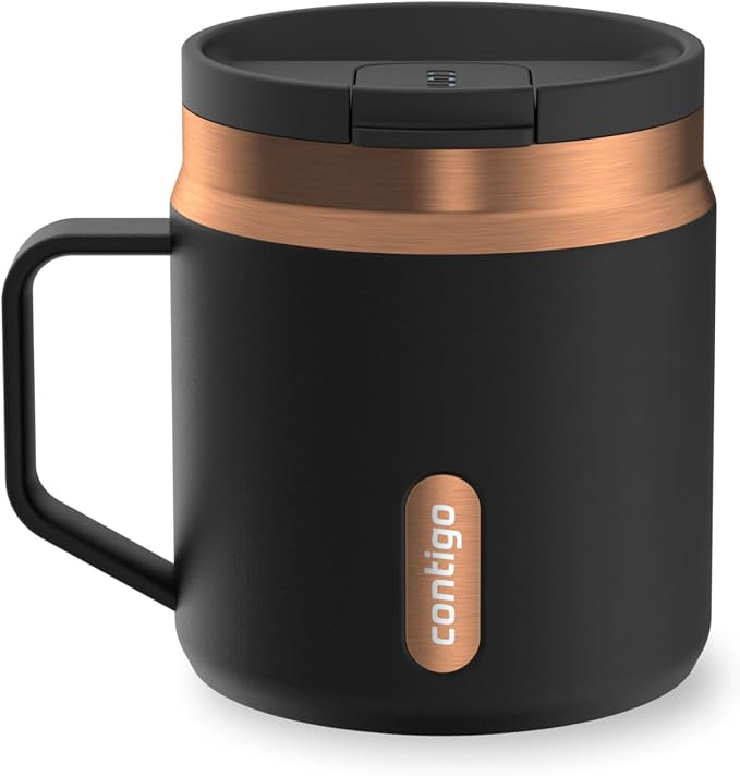 Contigo: כוס תרמית 414 מ"ל עם מכסה SnapSeal אטום לנזילות, מפלדת אל-חלד