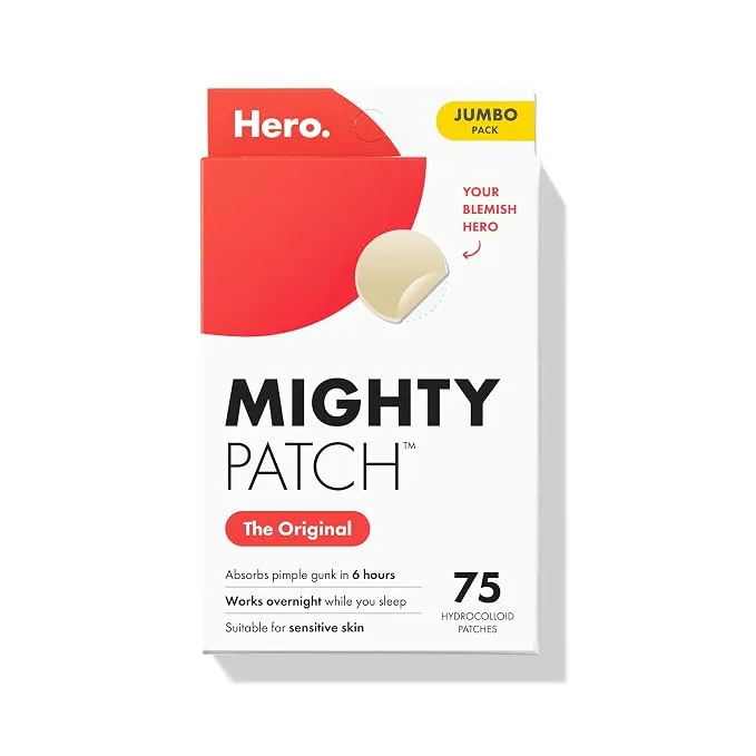 Hero Cosmetics: מדבקות Mighty Patch Original לפצעונים עם הידרוקולואיד, 75 יחידות