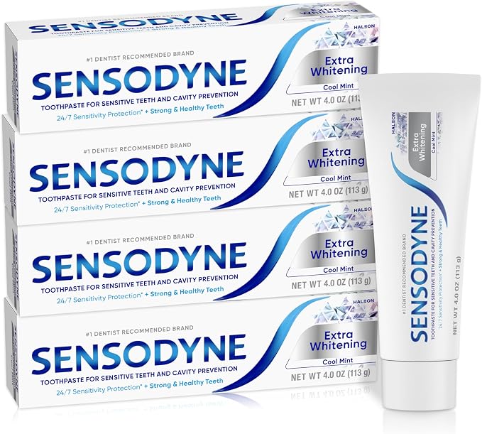מארז 4 משחות שיניים של Sensodyne Extra Whitening לשיניים רגישות, בטעם מנטה
