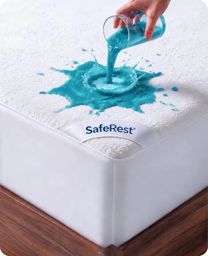 מגן מזרן עמיד למים של SafeRest במידת Queen, עם משטח כותנה נושם