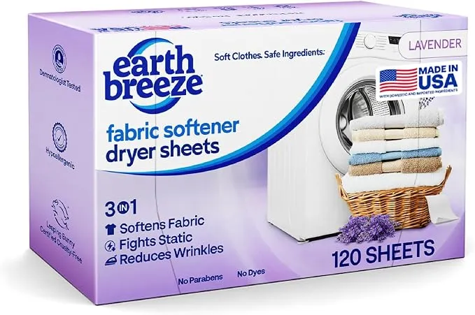 120 דפי מרכך כביסה למייבש של Earth Breeze בניחוח לבנדר