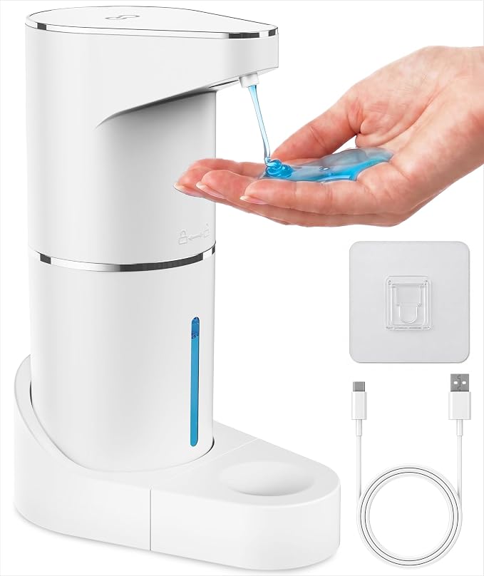 מתקן סבון אוטומטי ללא מגע, נטען ב-USB-C, למטבח ולאמבטיה, 350 מ"ל