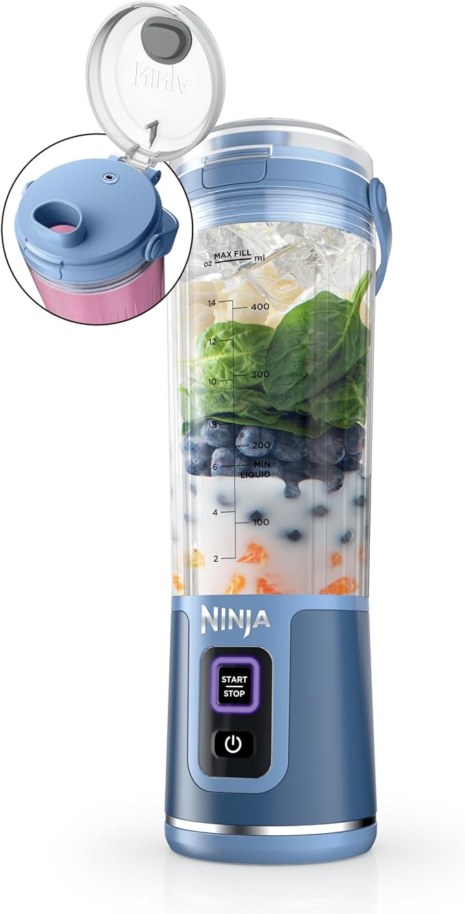 בלנדר נייד Ninja Blast — אלחוטי ונטען ב-USB-C, כוס 530 מ"ל