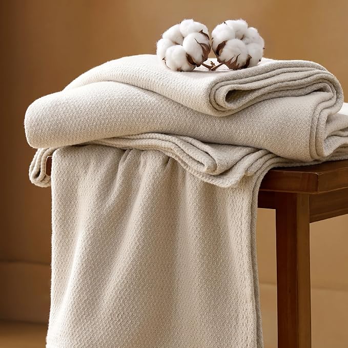 שמיכת כותנה 100% של Bedsure באריגת אדרה, מידת קווין