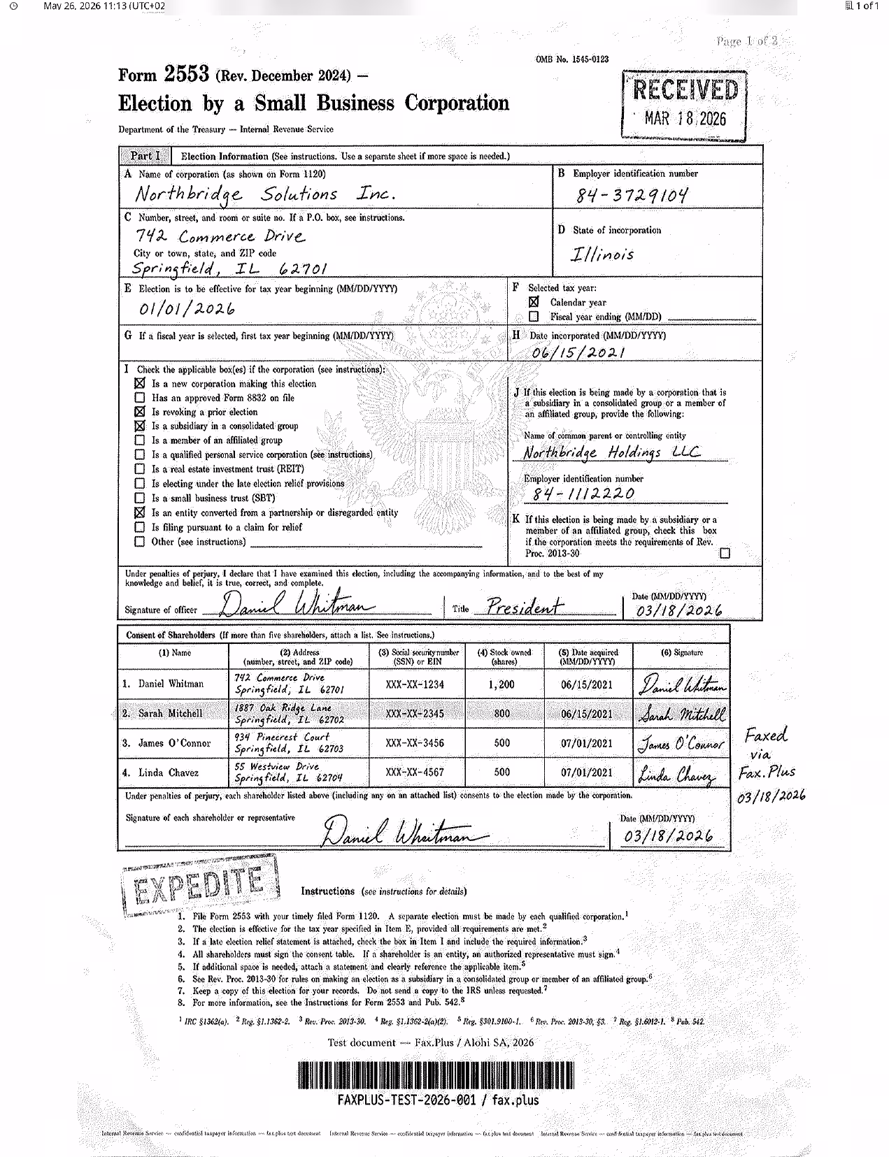 FAX.PLUS HD fax quality sample