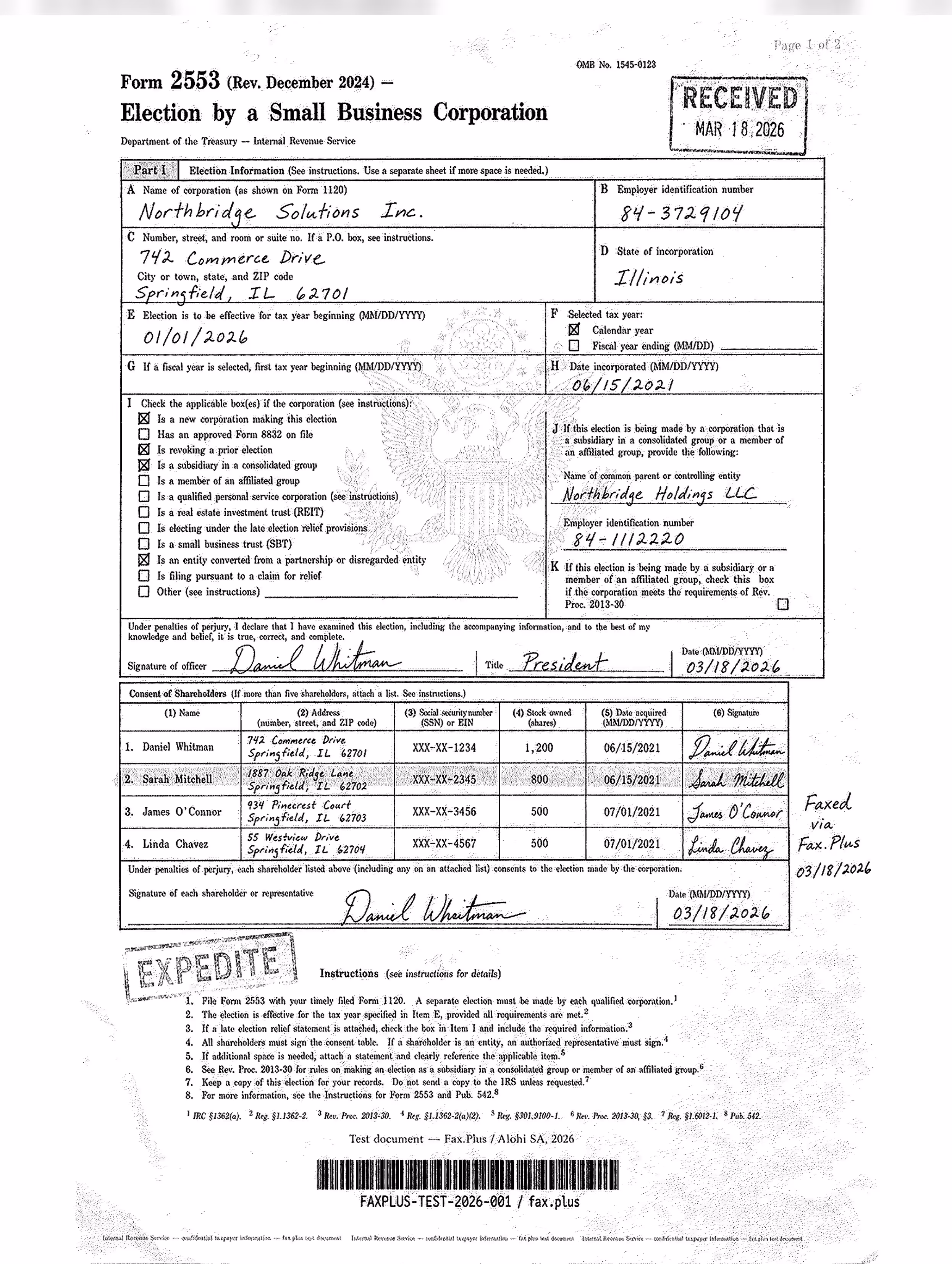 FAX.PLUS HD fax quality sample