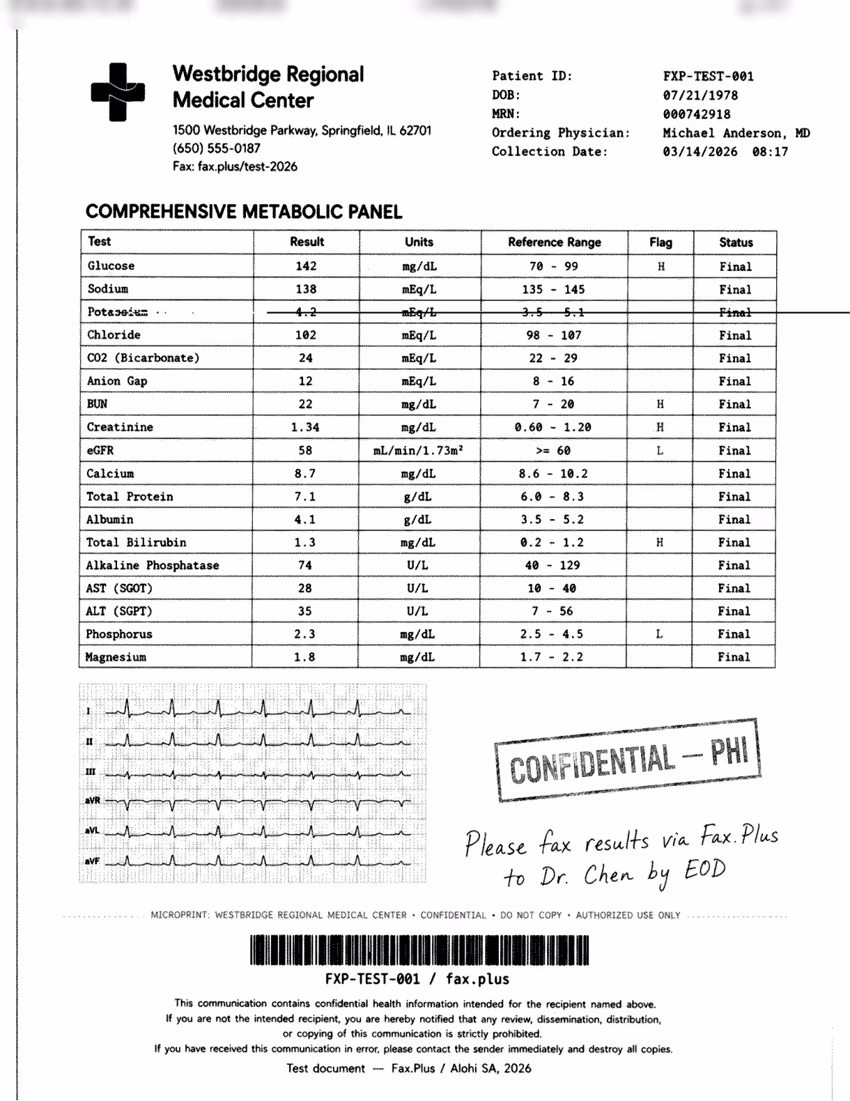 Dropbox Fax standard quality healthcare document fax sample
