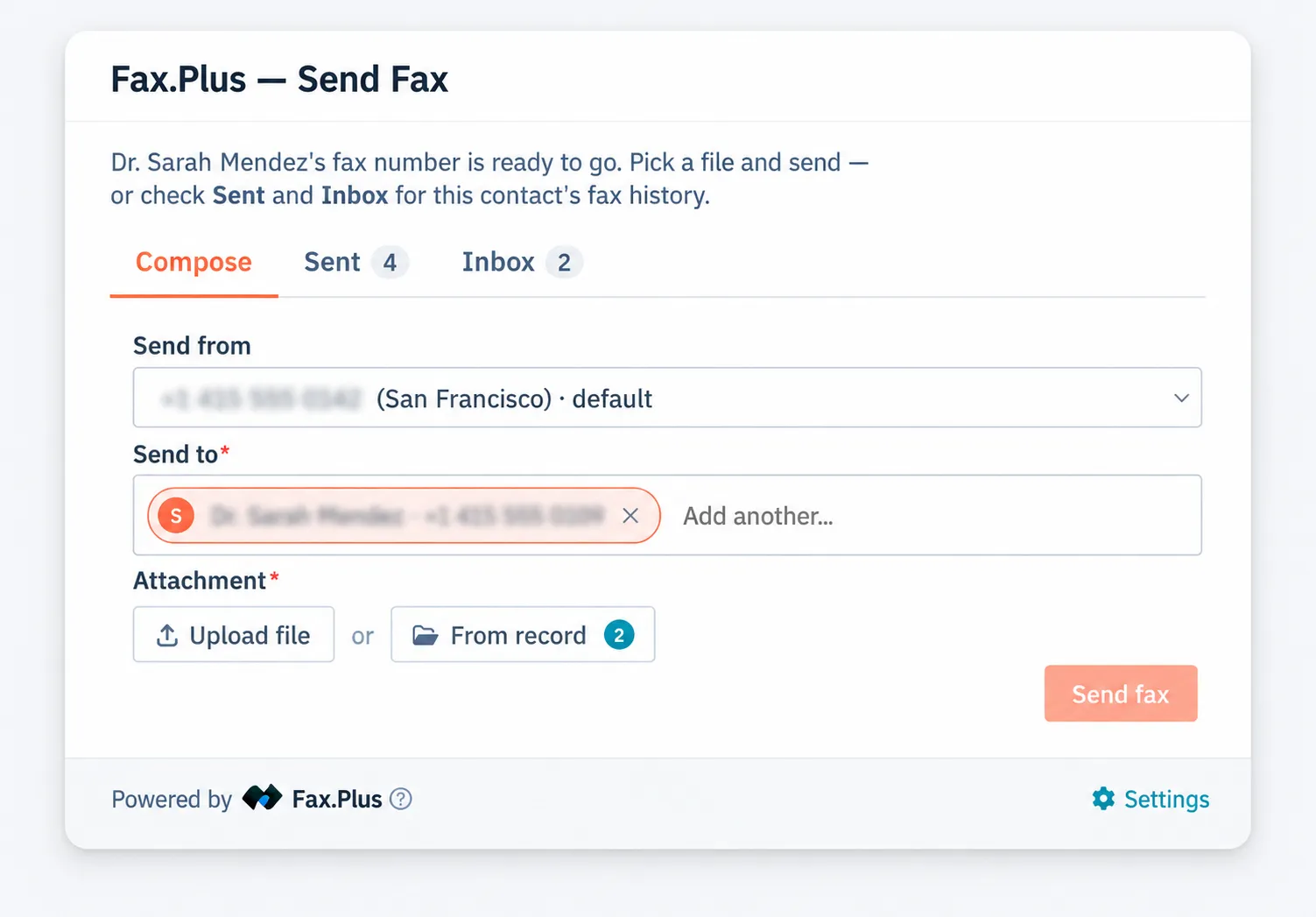 send fax from hubspot