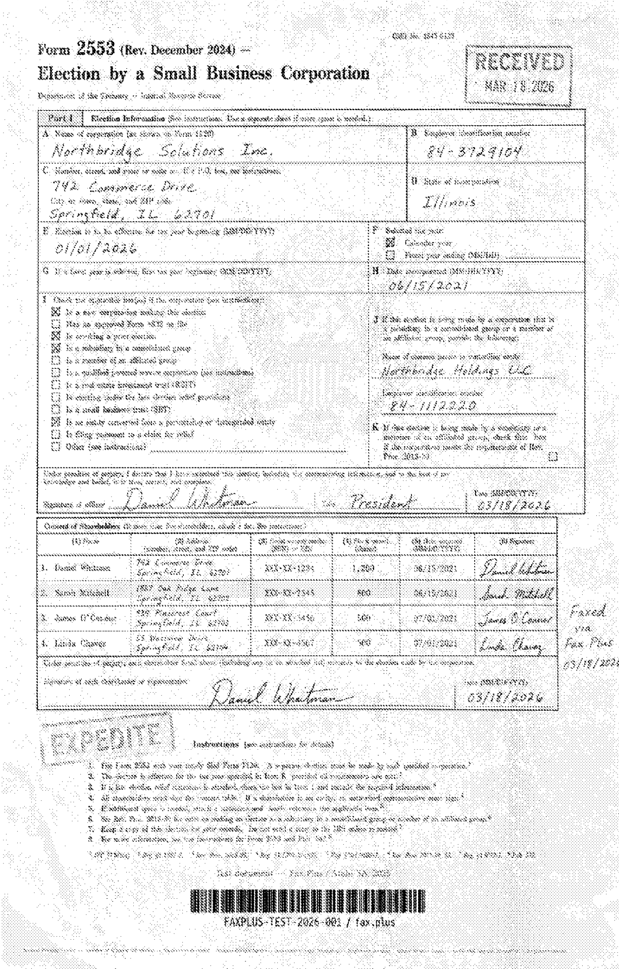 mFax IRS uploaded file quality test fax sample