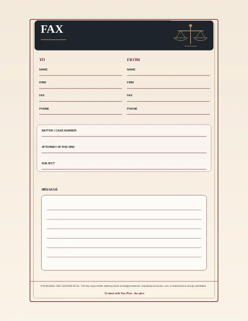 Legal Fax Cover Sheet