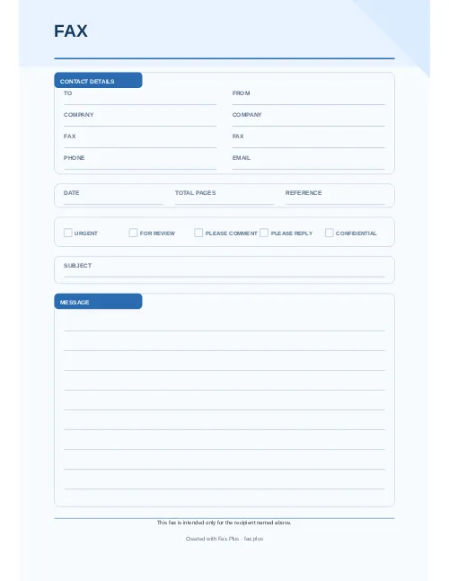 Generic Fax Cover Sheet