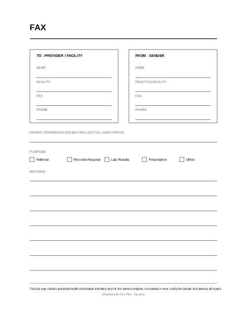 Medical Fax Cover Sheet