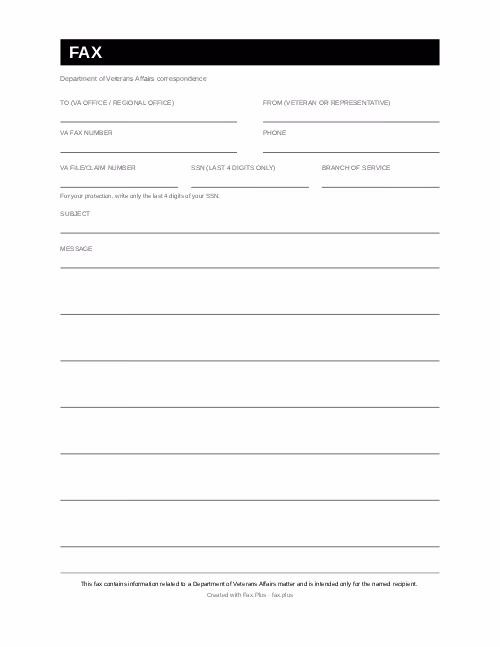 VA Fax Cover Sheet
