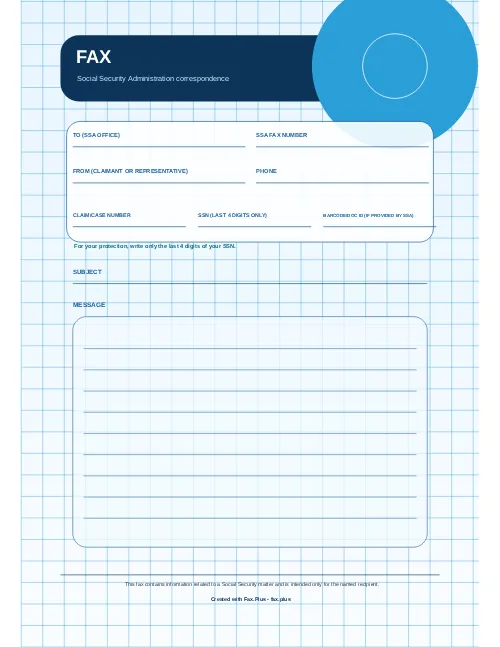 SSA Fax Cover Sheet