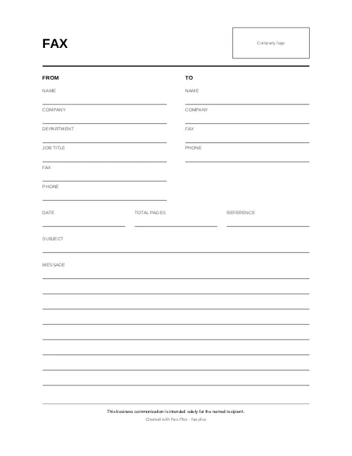 Business Fax Cover Sheet