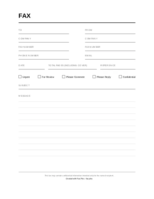 Blank Fax Cover Sheet