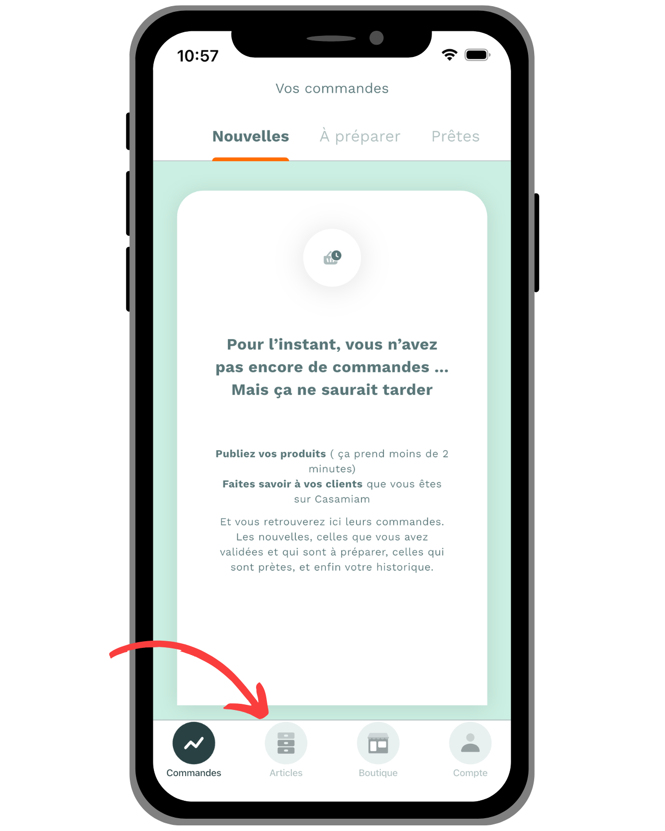 Je me rend sur l'onglet "Articles" sur Casamiam