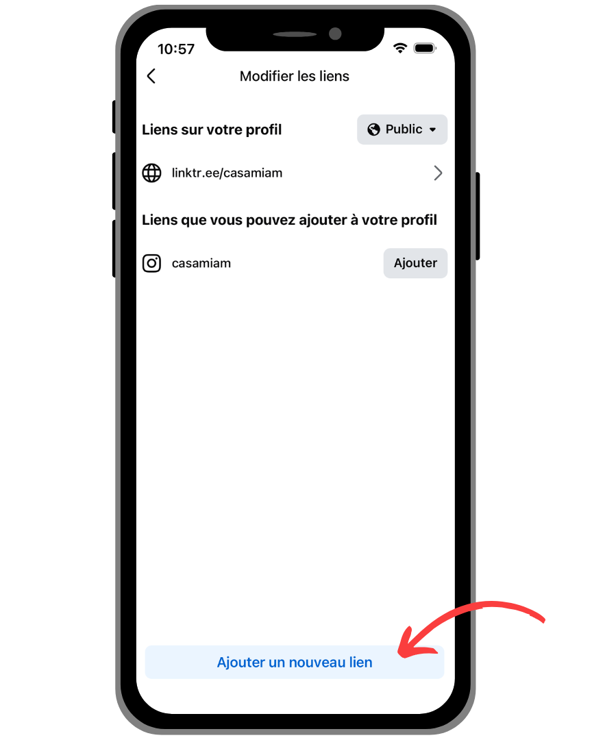 Je clique sur "Ajouter un nouveau lien"