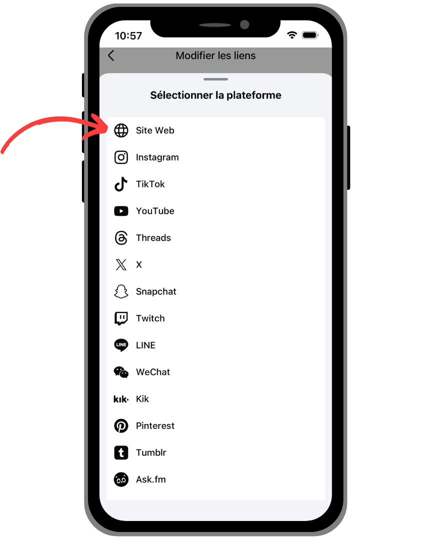 Je clique sur "Site web".