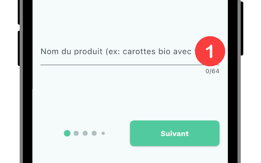 Ecran "Nom du produit" sur Casamiam