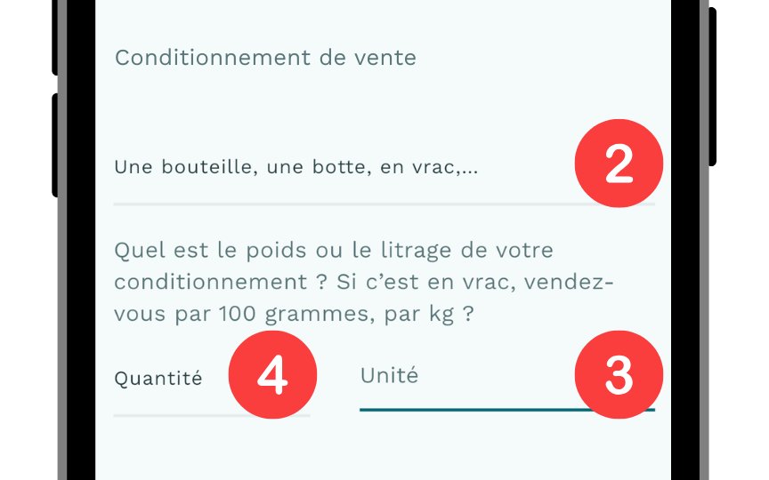 Ecran "Conditionnement" sur Casamiam