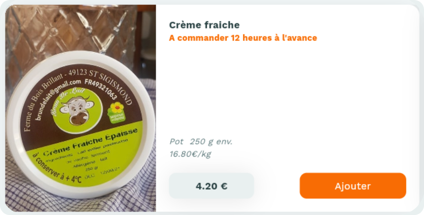 Fiche produit Casamiam : Crème fraiche