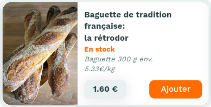Fiche produit Casamiam : Baguette de tradition française : la rétrodor