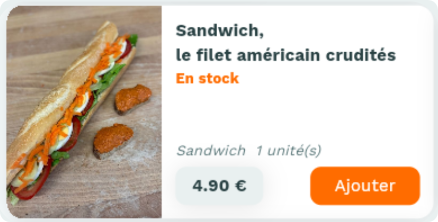 Fiche produit Casamiam : Sandwich, le filet américain crudités
