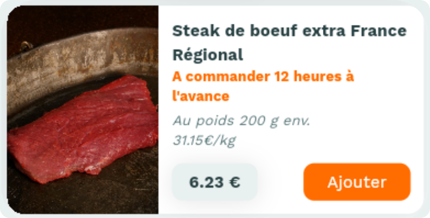 Fiche produit Casamiam : Steak de boeuf extra France Régional