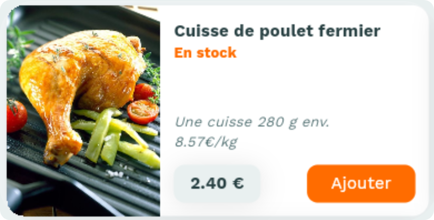 Fiche produit Casamiam : Cuisse de poulet fermier