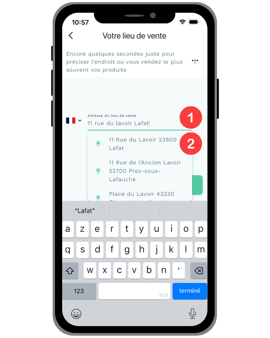 J'indique mon adresse de retrait sur Casamiam.