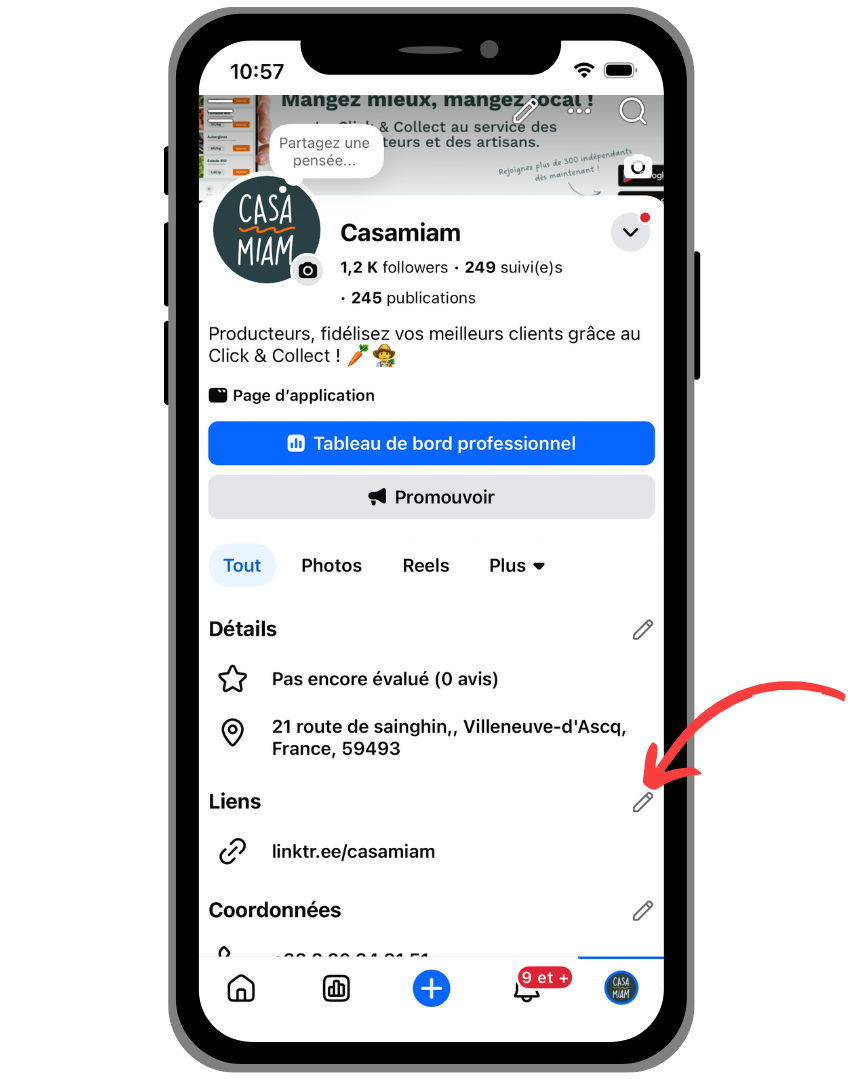 Je clique sur mes liens