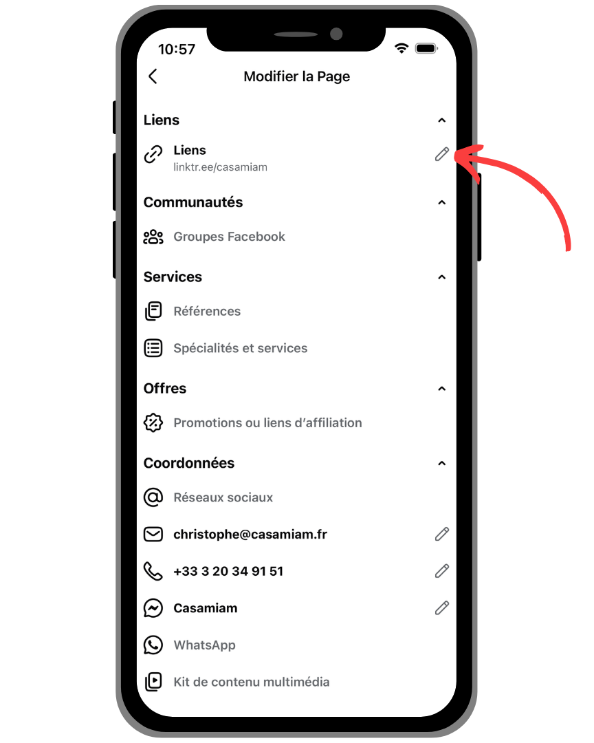 Je clique sur "Liens"