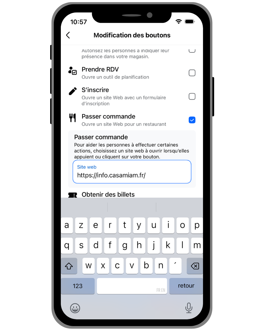 Je copie mon URL sur Facebook