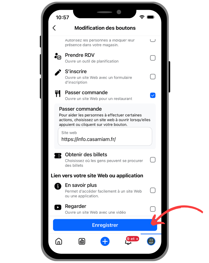 J'enregiste les modifications sur Facebook.
