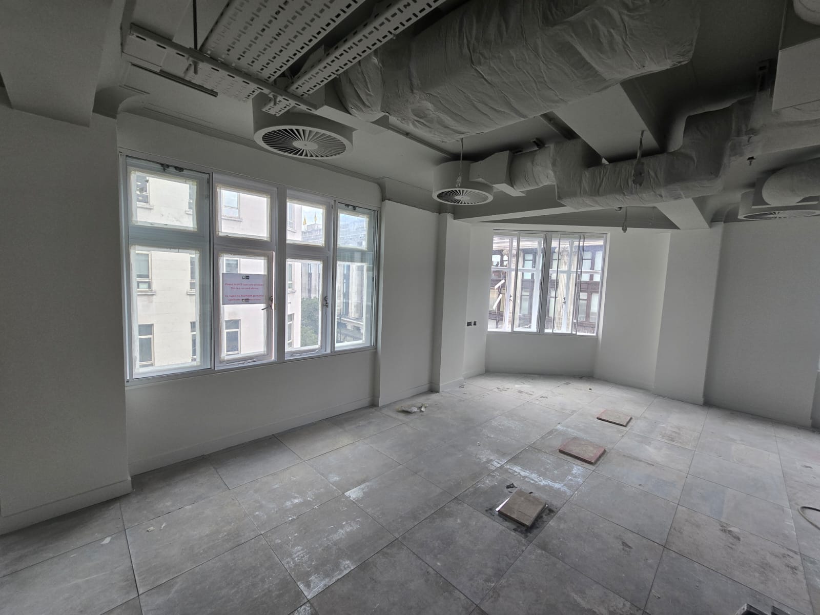 New build commercial office interior during decoration, London