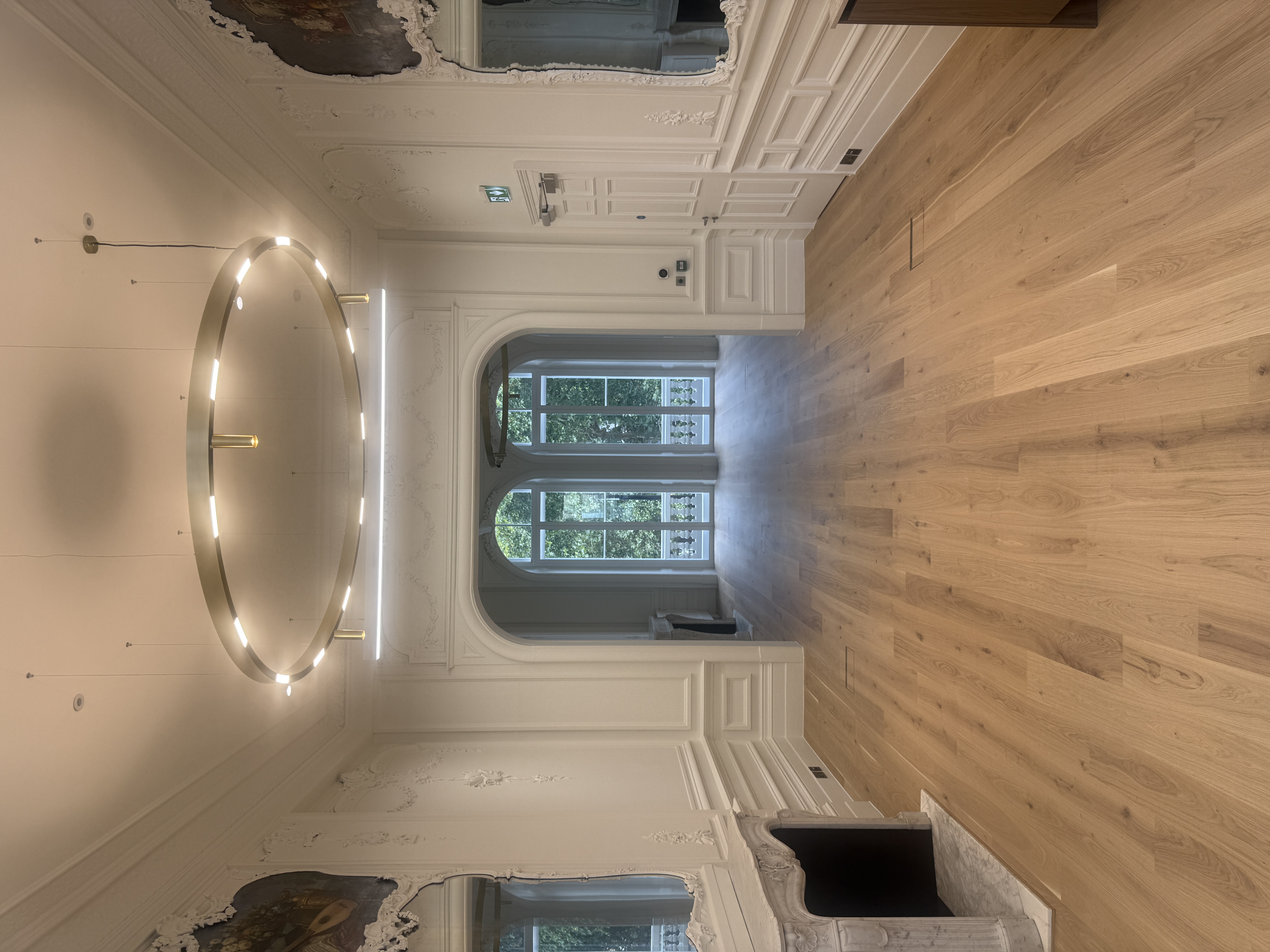 Listed building interior with restored plasterwork and cornicing, London