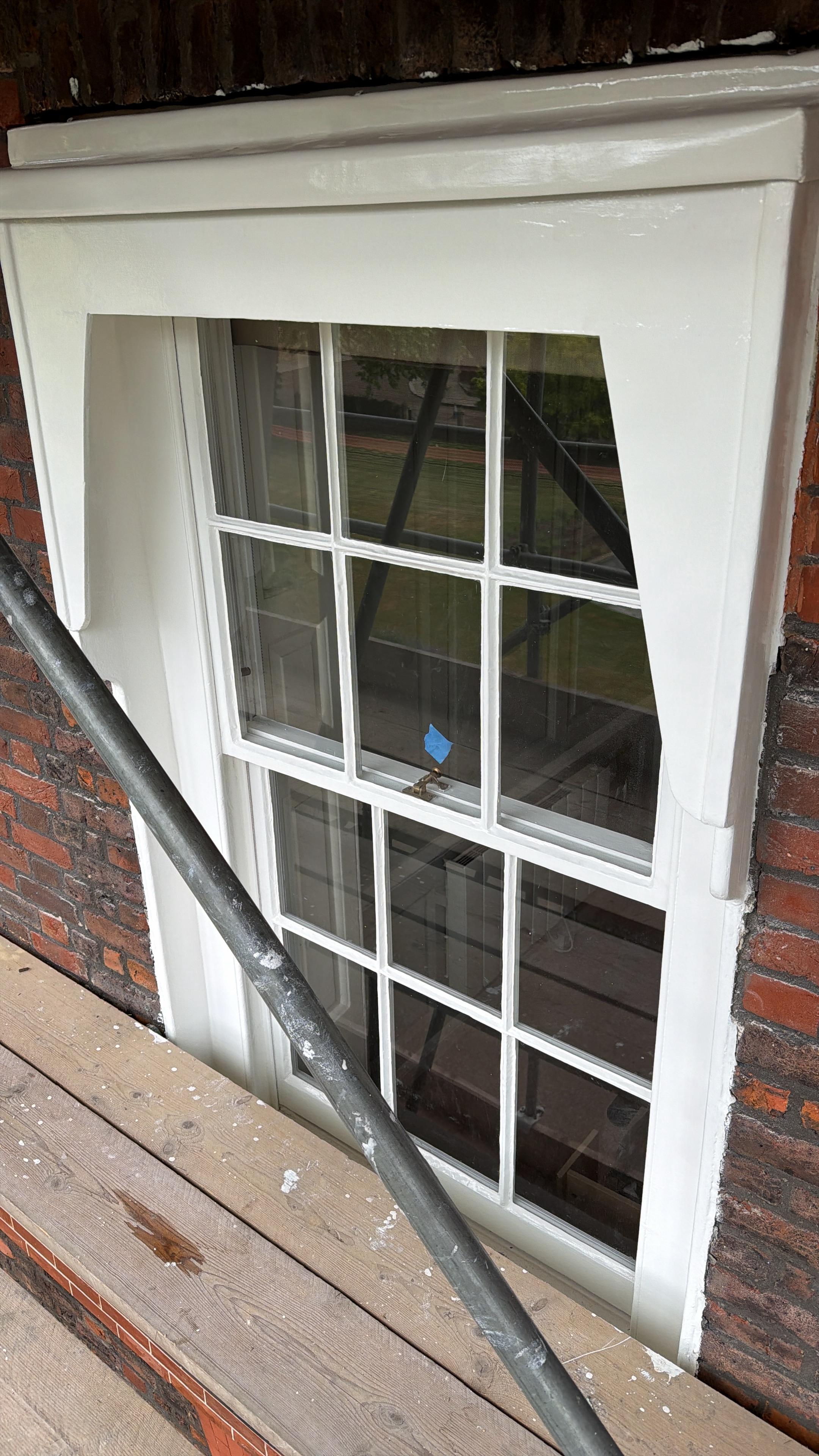 Restored timber box sash window on a period building, London