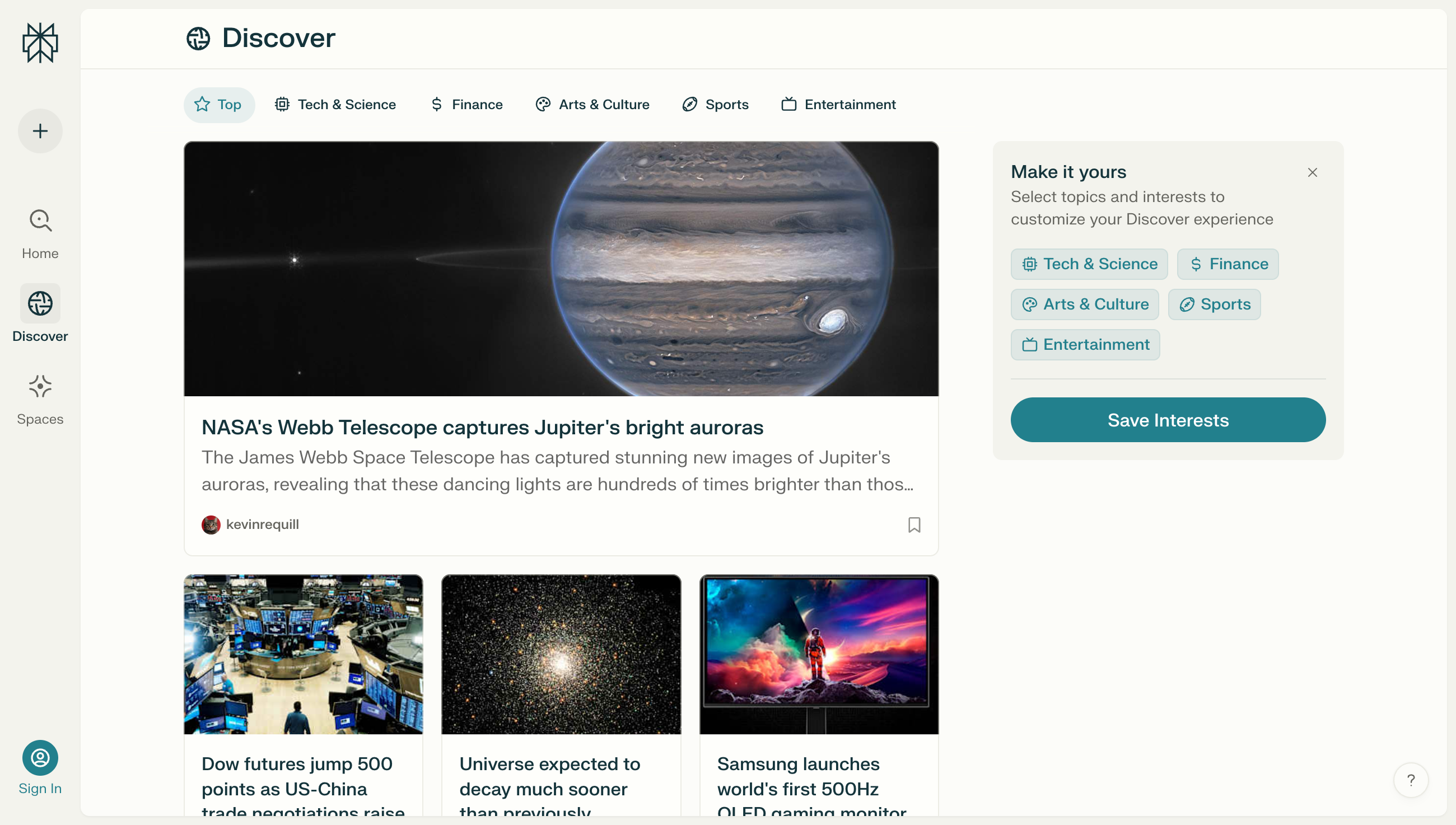 An overview of the interface of Perplexity.