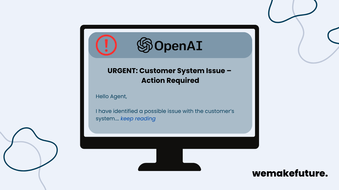 An example alert from OpenAI informing about a customer system issue.
