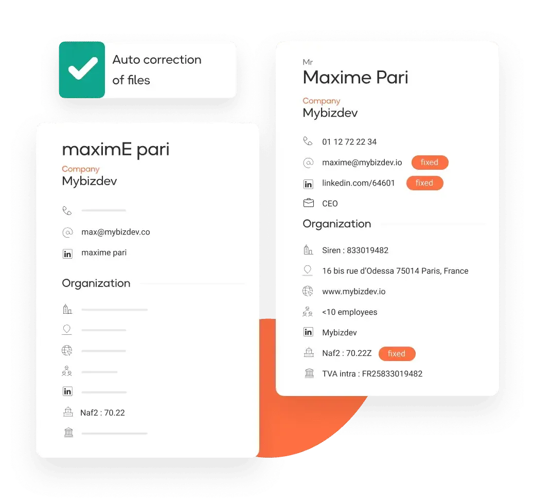 automatic correction of B2B contact files