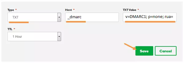 remplir les champs dmarc