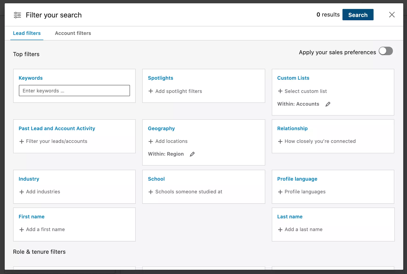 Prospection LinkedIn : les filtres Sales Navigator